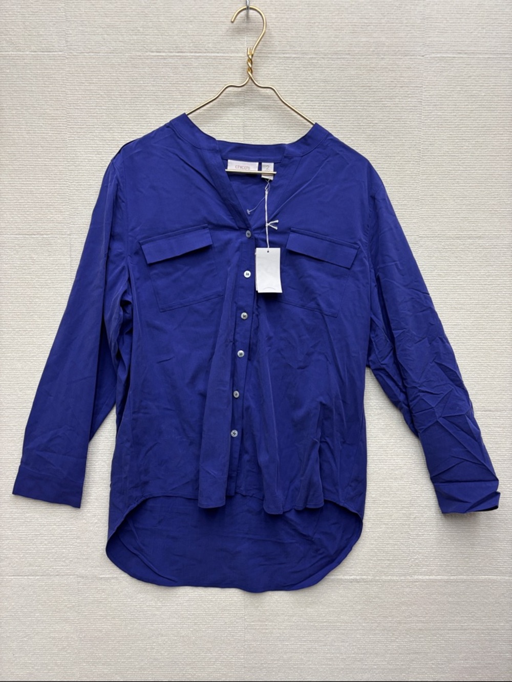 New Chico’s | Cobalt purple blue Button-Front Blouse 2